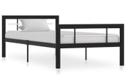 Bed Frame Black and White Metal 90x200 cm