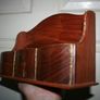 Vintage Letter Holder Handmade Wooden Paper Rack with Moorish Brass Inlays Office Desk Organiser 10,4" x 4" H-7" Image 5