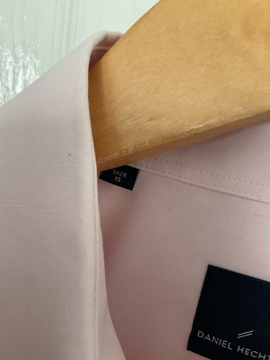 Daniel Hechter long-sleeved formal dress shirt in pastel light pink Collar Size: 15