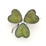 925 Vintage Sterling Silver Shamrock Brooch, Connemara Marble Irish Clover Pin Image 3