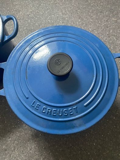 Le Creuset Cast Iron Casserole Dish Dutch Oven with Lid 24 and 22 Blue Enamel