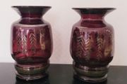 Mid-century pair of italian vases with silver overlay