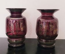 Mid-century pair of italian vases with silver overlay