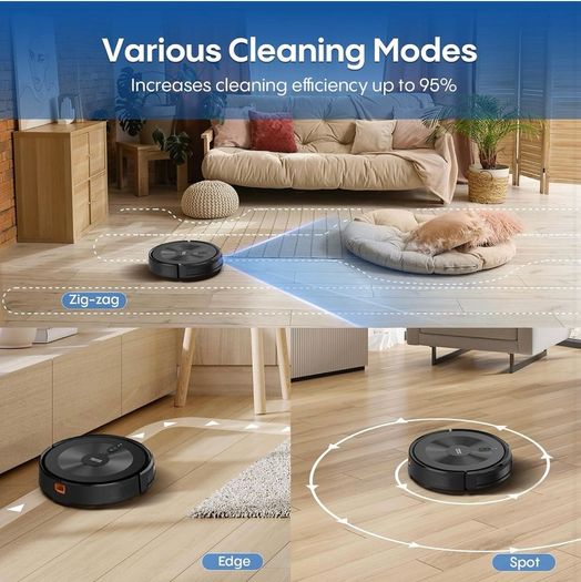 Robot Vacuum Cleaner with Mop: 5000Pa 3-in-1 Robotic Vacuum with Gyroscope Navigation, APP & Alexa Control, Quiet & Slim Auto-Recharge Robot Hoover Ideal for Pet Hair, Hard Floors and Carpets