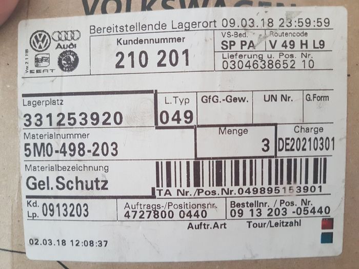 Genuine Volkswagen Group Audi Skoda Seat Outer CV Boot Gaiter P/N 5M0-498-203