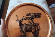 Vintage Copper African Kudu metal 3D wall hanging