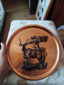 Vintage Copper African Kudu metal 3D wall hanging