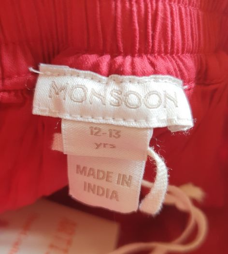 New Tags Beautiful Monsoon Girls Red Embroidered Beaded Skirt 12 to 13Yrs