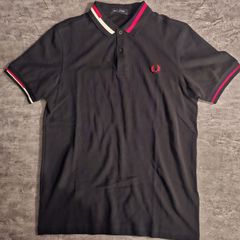 Fred Perry Bold Stripe Collar Polo Shirt Mens Medium Black Red White