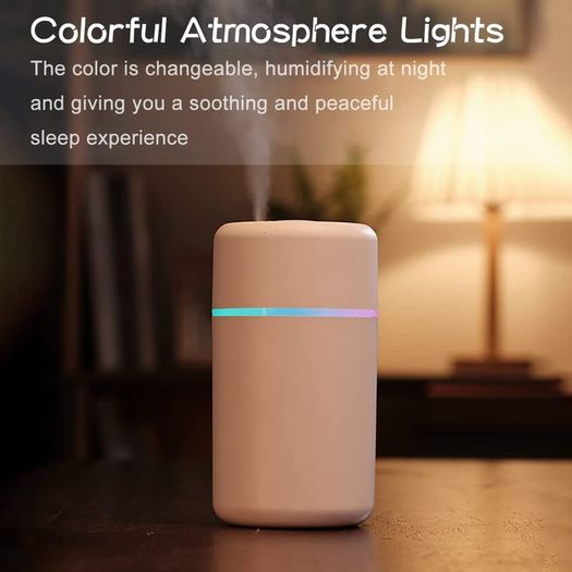 Colorful Mini Humidifier with Projection Atmosphere Lamp, Essential Oil Diffuser Aroma Essential Oil USB Cool Mist Humidifier 300ml, 2 Adjustable Mist Modes, Super Quiet, for Car, Office, Bedroom