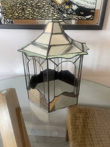 Vintage Large Handmade Leaded Glass Terrarium