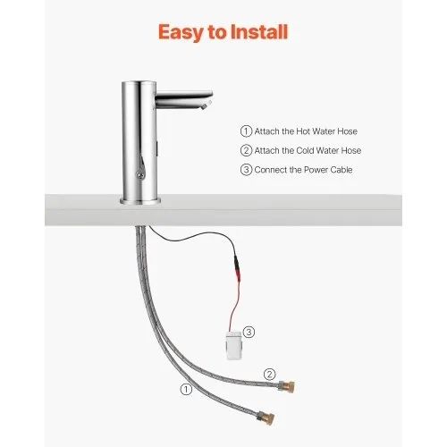 Touchless Bathroom Sink Faucet, Automatic Motion Sensor Restroom Toilet Faucet, Hands Free Adjustable Cold Hot Single Handle Water