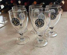 Open Gate Brewery branded beer glasses.