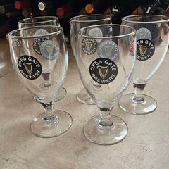 Open Gate Brewery branded beer glasses.
