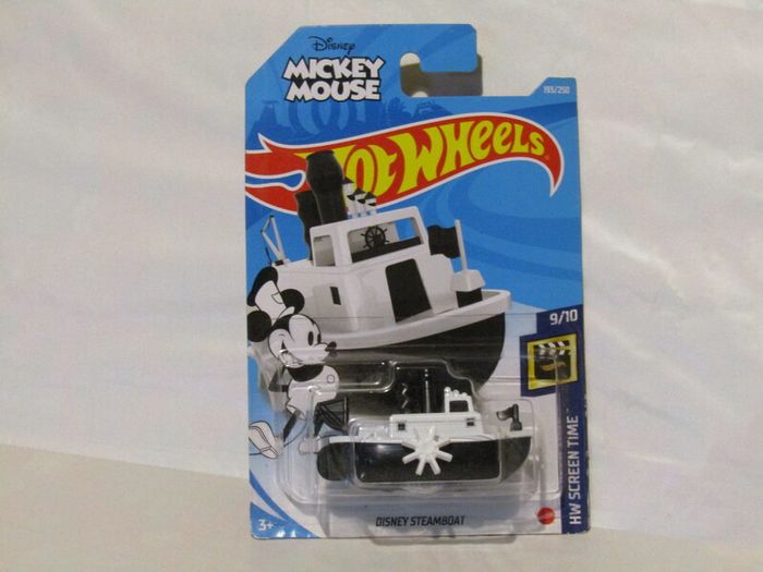 Hot Wheels Mickey Mouse Disney Steamboat Willie Black & White Diecast Car Long Card  Brand New Sealed