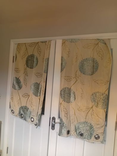 curtains Duck egg blue and cream/ off white