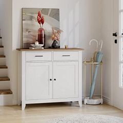 Kitchen Cabinet with Worktop, Sideboard with 2 Drawers and 2 Doors, Buffet Cabinet for Kitchen, Living Room, Dining Room, Hallway, Wood, Country House Style