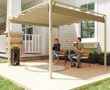 3 x 3m Retractable Roof Metal Pergola - Black