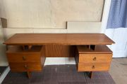 Vintage  mid-century modern double-pedestal floating-top desk