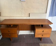 Vintage  mid-century modern double-pedestal floating-top desk