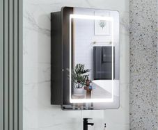 Bathroom Mirror Cabinets  and Shaver Socket 50x70cm Anti Fog, Dimmer, Touch Switch, Glass Shelves, IP44