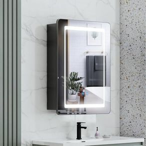 Bathroom Mirror Cabinets  and Shaver Socket 50x70cm Anti Fog, Dimmer, Touch Switch, Glass Shelves, IP44