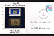 1988 USA New York "Empire State" 22kt Gold Replica of the 1976 United States Flag Stamps showing 25c US flag definitive tied Albany, New York (state capital) illustrated cover