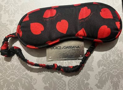 Silk Eye Mask STELLA MCCARTNEY Logo Black Red Heart 100% Mulberry Silk Travel Sleep Mask Luxurious mulberry silk travel sleep eye mask from Stella McCartney. Logo throughout.