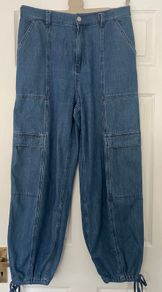 Mint Velvet Indigo Cargo Parachute Jeans - Size 14
