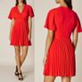 Karen Millen Red Floral Laser-Cut Pleat Dress Image 2