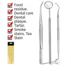 3PCS Stainless Steel Dental Tool Set Dental Oral Care Endoscopic Cleaning Calculus Remover Tooth Stains And Tartar