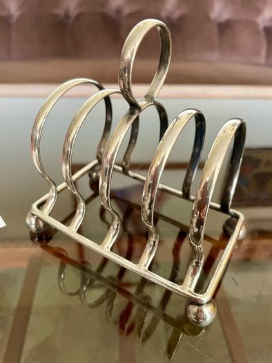 Antique Art Deco Silver Plated Toast Rack Made in England 4 Slice Rack Letter Rack Organiser Ball Feet