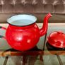 Vintage Made in Poland Red Enamel Teapot Image 10