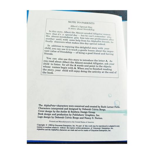 Vintage book Albert's Special Day published in 1990