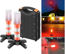 Emergency Lights, LED Roadside Warning Lights Flashing Road Safety Work Light Flare Strobe Light Warning Sticks with Storage Case | Safety Work Light Flare Strobe Warning Sticks with Storage Case for Traffic,Roadblocks,Camping