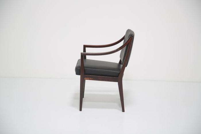 Vintage Rosewood and Black Leather Armchair by Karl Erik Ekselius for JOC Vetlanda, 1960s