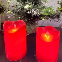 2 Red Battery Candles