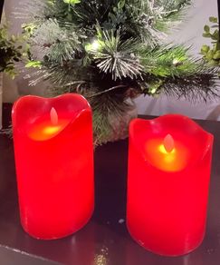 2 Red Battery Candles
