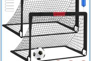 Kids Football Goals for Garden Set 2 x 4ft x 3ft Portable Football Goals with Size 3 Ball, Pump, Cones &amp; Carry Bag, Pop-Up Kids Football Net, Outdoor Garden Football Training Equipment Boys Gifts