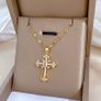 Cross Crucifix Crystal Gold Tone Pendant Necklace Image 2
