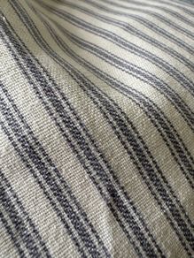 2.3 metres of washed cotton ticking stripe fabric in dove grey