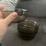 Set of 4 black glass bowls and plates Image 3