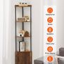 5 Tier Corner Shelf, Tall Corner Stand with LED Light and Doors, Wall Shelves Tower Storage Organizer, Metal Frame & Wooden Shelves Image 4