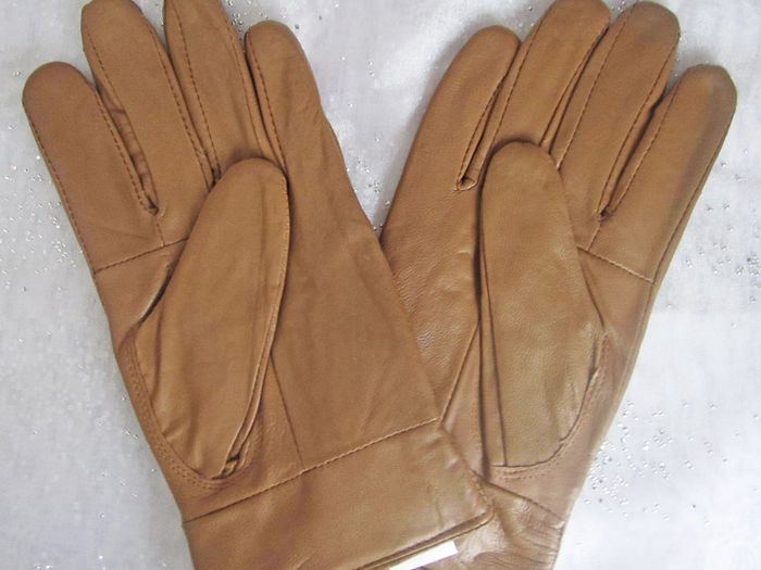 Soft Real Leather Winter Gloves Light Brown, Tan, with Warm Fleece Lining S M L