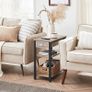 _Greige Black LET313B02 Tall Slim Side Table with Drawer and 2 Shelves Image 3