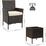 _Polyrattan Garden Furniture, Set with 3 Pieces, Garden Table with 2 Chairs, Side Table with Tempered Glass Top, 2 Removable Cushions, for the Patio, Garden, Balcony Image 3