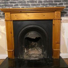 Fireplace solid wood with iron surround