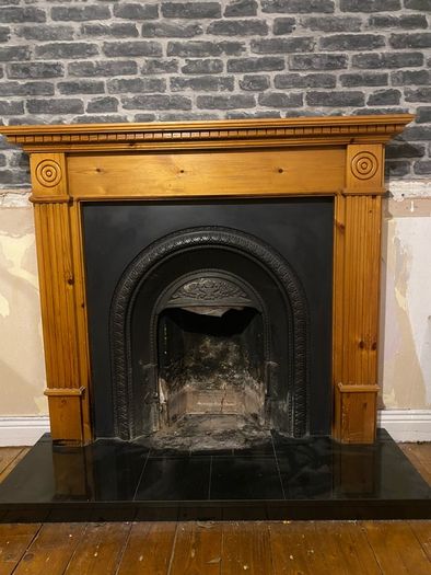 Fireplace solid wood with iron surround