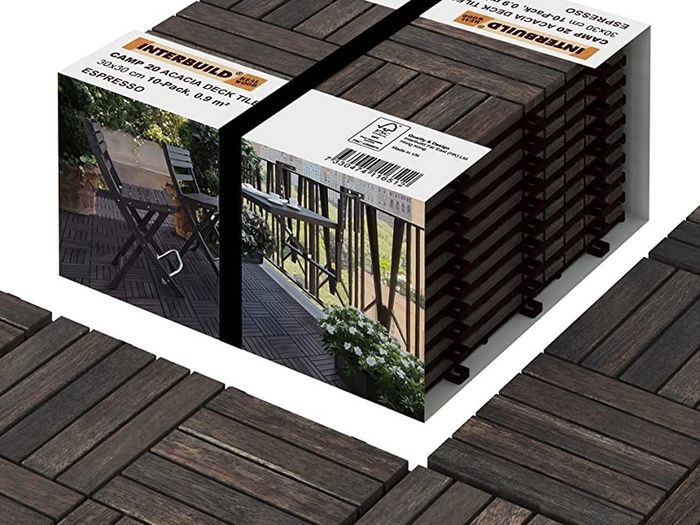 Acacia Hardwood Decking Tiles,Decking Board Espresso 30x30cm 10 Tiles MULTIPLE COLOURS AVAILABLE (FREE SHIPPING)