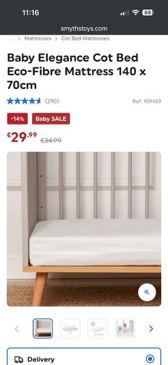 Baby elegance cot Mattress 140 x 70